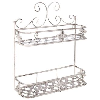 Beliani Estanter&iacute;a De Metal Blanco 52 Cm Ba&ntilde;o Pared Envejecido Vintage Marayes