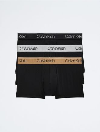 Calvin Klein Mens Micro Stretch 3-Pack Low Rise Trunk - Multi - XL