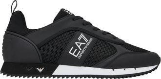 Emporio Armani Mesh Panelled Lace-Up Running Schoenen - Heren - Sneakers - Zwart - 43 1/3 EU - Polyester - Schoenen