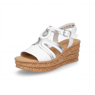 Gabor Womens Nappa Satin Wedge Sandals In White