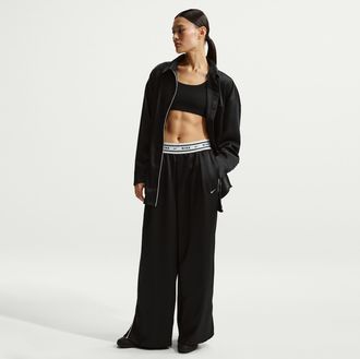Nike Womens Nike Sportswear Loose Mid-Rise Satin Pants in Black | IH1326-010