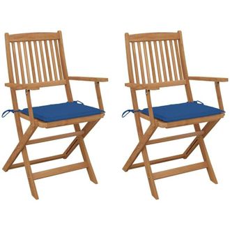 vidaXL Vidaxl - Sedie da Giardino Pieghevoli 2 pz con Cuscini Massello Acacia