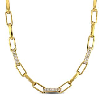 Amour 1 3/5 CT TGW Cubic Zirconia Paper Clip Neckace in 14k Yellow Gold - 18 in