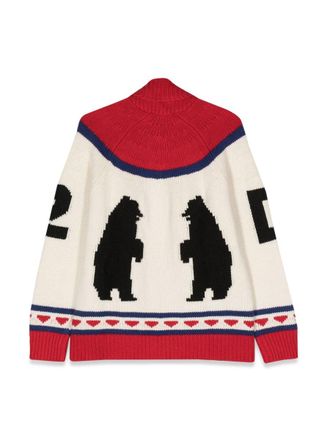 Dsquared2 Zip-Front Virgin Wool Blend Sweater - Multicolor
