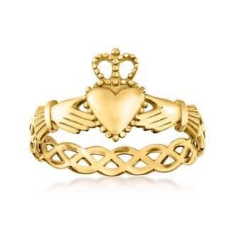 Ross-Simons Italian 14kt Yellow Gold Claddagh Ring