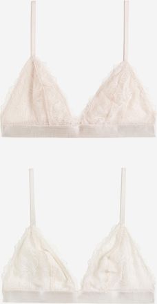 H&M 2er-Pack Unwattierte Soft-BHs aus Spitze - Pink