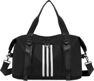 Generic Compatible For Unisex Large Travel Bag Multi-Functional Duffle Tote Handbags Nylon Waterproof Shoulder Women Wet Dry Pockets Gym Bags(Black B)