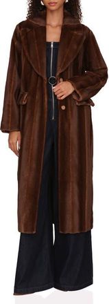 Avec Les Filles Long Faux Fur Coat in Brown Mink at Nordstrom, Size Small
