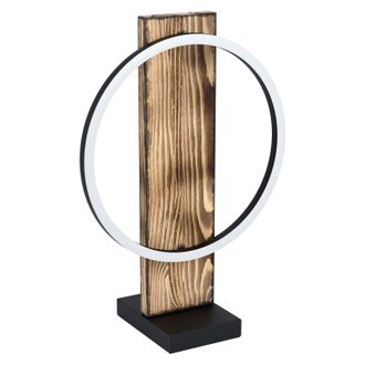 Loops Table Lamp Colour Black Brown Rustic Shade White Plastic Bulb LED 1x12W