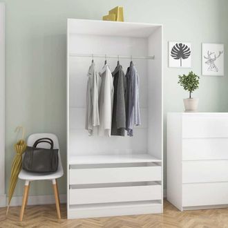 vidaXL Vidaxl - Armario De Madera Contrachapada Blanco Brillo 100x50x200 Cm