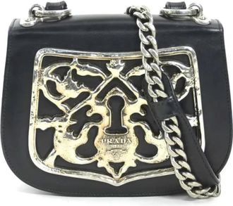 Prada Pre-owned Leather prada-bags - Dames - Vintage Schoudertas - Zwart - ONE Size - Leer - Vintage