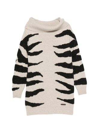 Moschino Zebra Stripe Turtleneck Knit Dress
