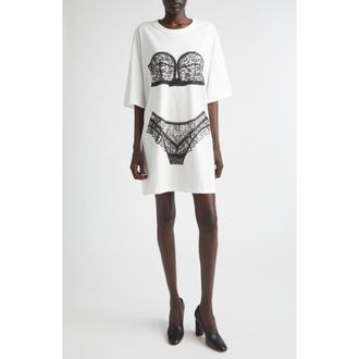 Vaquera Trompe lOeil Lingerie Oversize T-Shirt in White at Nordstrom, Size Medium