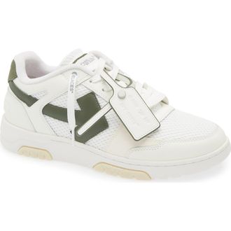 Off-white Slim Out Of Office Low Top Sneaker in White - Olive Green at Nordstrom Rack, Size 40