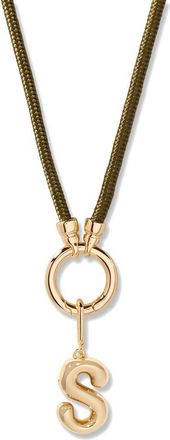 Brook & York Kai Initial Charm Necklace in Gold/Olive S at Nordstrom