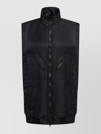 Maison Margiela high collar coat ribbed hem pockets