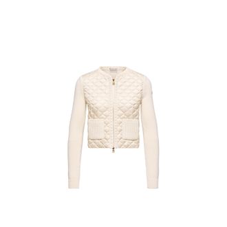 Moncler Moncler Geometric-quilted Padded Zip-up Cardigan, Women, White, Size: Xs