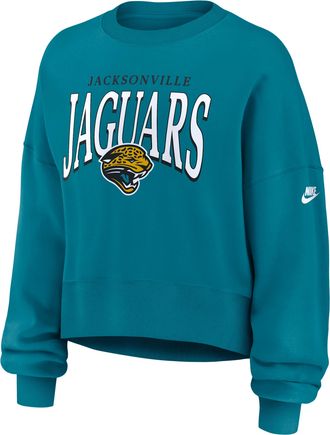 Nike Jacksonville Jaguars Rewind Phoenix Nike Womens NFL Oversized Pullover Crew in Green | 01D745WQ9N-NYG