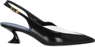 Lanvin Pointed Toe Slingbacks With Gold Strap And Spool Heel