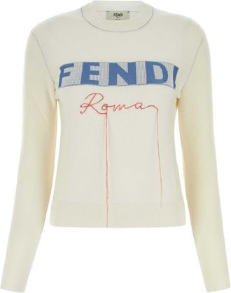Fendi Ivory Stretch Cashmere Blend Sweater