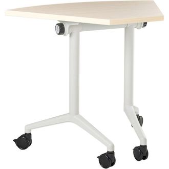 Beliani Folding Office Desk Light Brown Metal Frame MFC Tabletop 90 x 64 cm Foldable Portable Mobile Table with Casters Modern Design CAVI