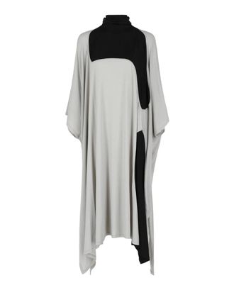 Ferragamo Womens High Neck Kaftan Dress With Sash Inlay In Light Grey