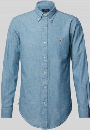 Polo Ralph Lauren Regular Fit Freizeithemd mit Logo-Stitching Modell CHAMBRAY in Jeansblau, Größe XXL
