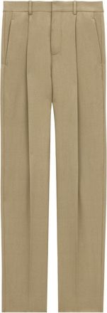 Saint Laurent Pantaloni Carrot-Fit A Vita Alta In Gabardine Di Lana-Uomo