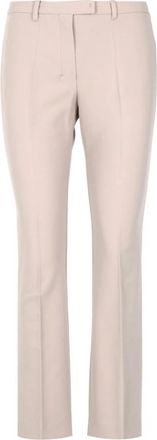 Max Mara Beige Flared Broek met Stretchmix - Dames - Straight fit broeken - Beige - L - Katoen - Broeken