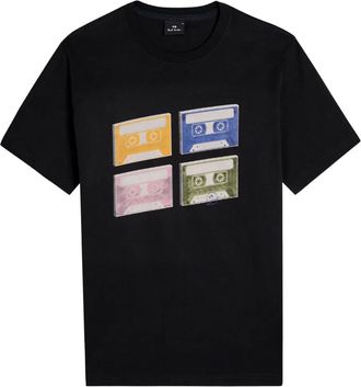 Paul Smith Tapes-print T-shirt - men - Organic Cotton - XXXL - Black