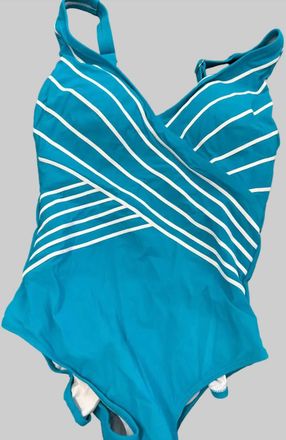 Gottex Womens Embrace V-Neck Surplice One Piece Swimsuit In Blue/white