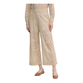DKNY Dkny, Broeken, Dames, Beige, M, Katoen, Broek met kanten details
