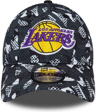 New Era Mens LA Lakers Seasonal Print 9FORTY Baseball Cap Hat - Black