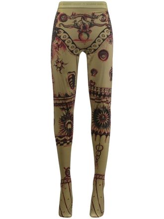 Marine Serre Leggings Geotic con stampa - Verde