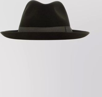 Borsalino velour hat with wide brim and ribbon band