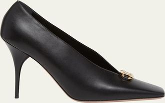 Valentino Garavani VLogo Studio Leather Medallion Pumps