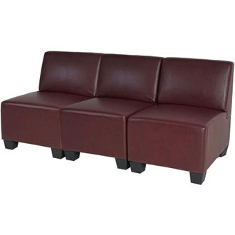 Hhg Salotto modulare componibile lounge moderno Lione N71 ecopelle divano 3 posti senza braccioli bordeaux