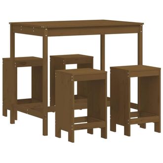 Berkfield Home 5 Piece Garden Bar Set Honey Brown Solid Wood Pine