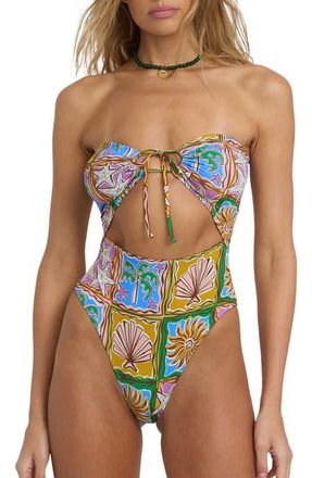Billabong Heat Dream Andrew Cutout One-Piece Swimsuit in Multi Blue at Nordstrom, Size Small