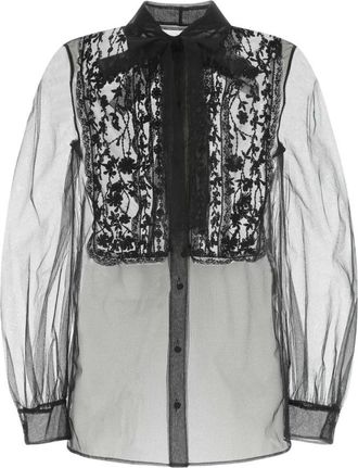 Valentino Garavani Black Tie Neck Shirt