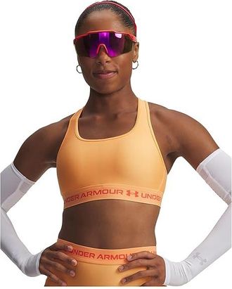 Under Armour Crossback Mid Impact Bra Womens Lingerie Orange Bloc/Venom Red/Venom Red : XS (US 0-2), Polyester/Elastane