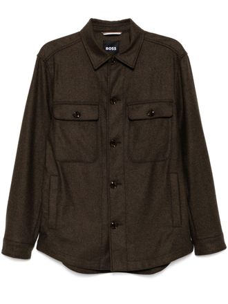 BOSS shirt jacket - men - Polyamide/Wool - 52 - Brown
