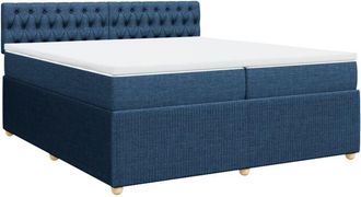 vidaXL Vidaxl - Cama Box Spring Con Colch&oacute;n Tela Azul 200x200 Cm
