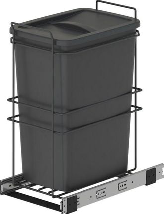Emuca Pattumiera per differenziata Recycle da cucina, 35 l, fissaggio sul fondo ed estrazione manuale, Tecnoplastica grigio antracite - Emuca