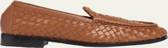 Bottega Veneta Mens Silenzio Intrecciato Napa Leather Loafers