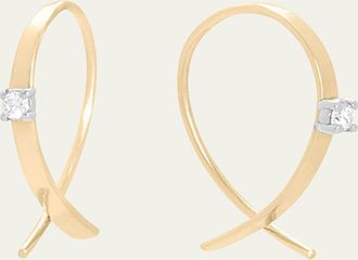 Lana Jewelry Solo Mini Flat Upside Down Hoops with Diamonds