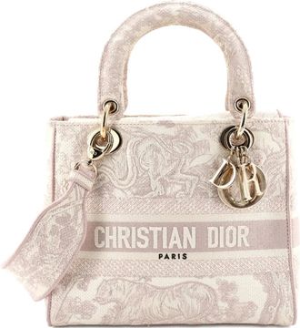Dior Toile de Jouy Lady D-Lite Bag Embroidered Canvas tote bag - Roze