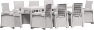 vidaXL Conjunto De Comedor De Jard&iacute;n 9 Uds. Blanco Y Gris Claro Pp Vidaxl