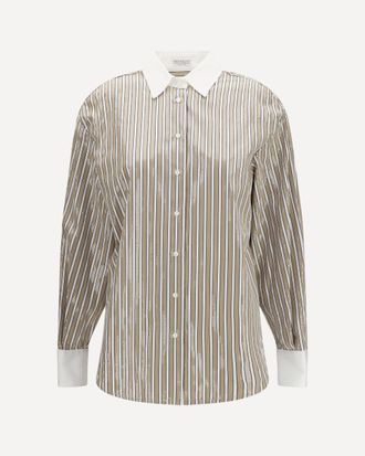 Brunello Cucinelli Dazzling Stripes cotton Shirt Female L