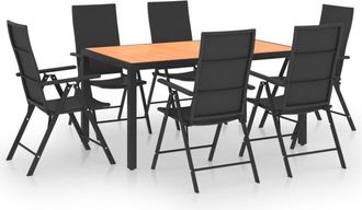 vidaXL Juego De Comedor De Jard&iacute;n 7 Piezas Negro Y Marr&oacute;n Vidaxl